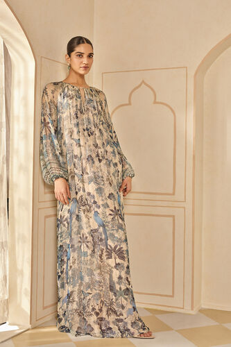 Turaya Printed Bemberg Kaftan - Beige, Beige, image 1